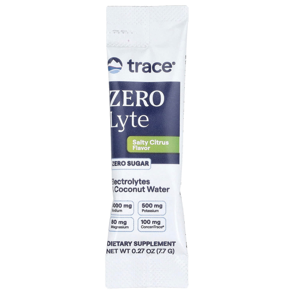 Trace, ZEROLyte, электролиты и кокосовая вода, со вкусом соленого цитруса, 30 пакетиков по 7,7 г (0,27 унции)