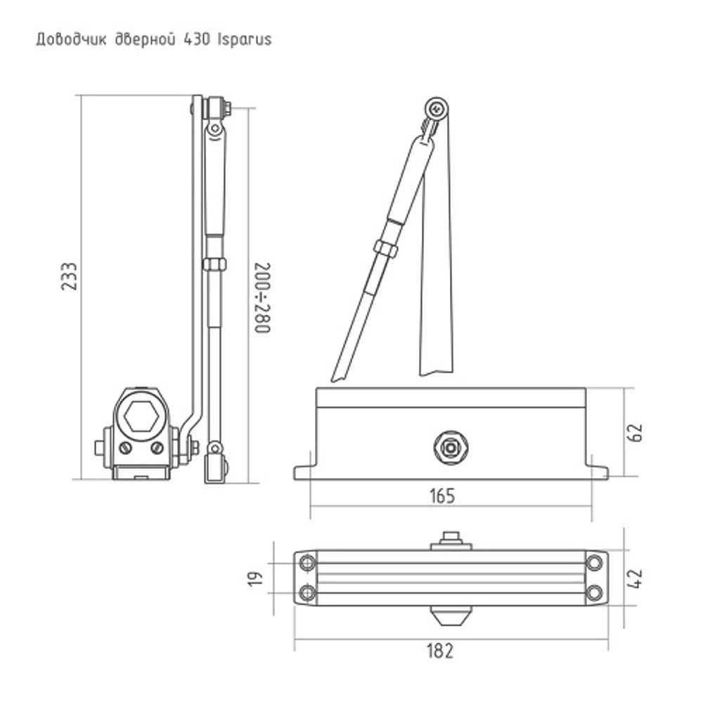 Доводчик дверной морозостойкий НОРА-М ISPARUS 430 (50-120кг) серый