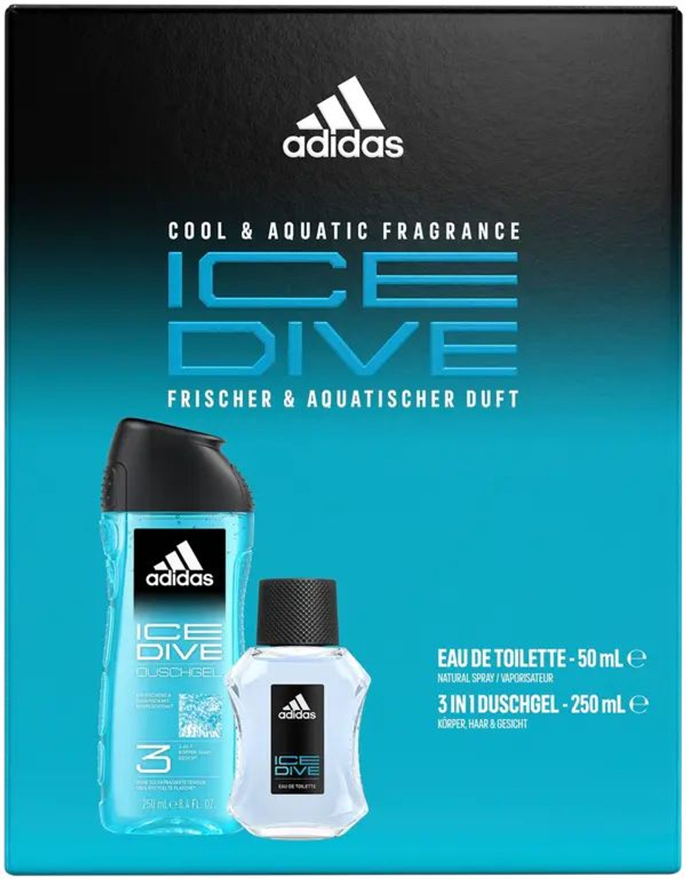 Набор подарочный Adidas Ice Dive Гель для душа 250 мл и туалетная вода 50 мл (из Финляндии)