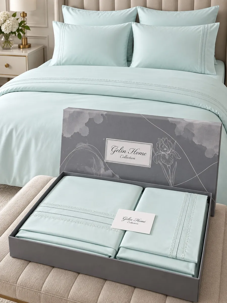 Gelin Home КПБ 6 пр. MIRA цвет мяты пододеяльник 200*220, простынь 240*260, наволочки 50*70 2шт, декоративные наволочки 50*70 2шт GLNN532 — фото 7