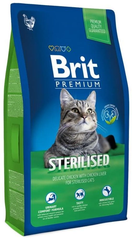 Brit Premium Сat Sterilised 300г. корм для стерилизованных котов и кошек с курицей и печенью Brit Premium Сat Sterilised 300г. корм для стерилизованных котов и кошек с курицей и печенью