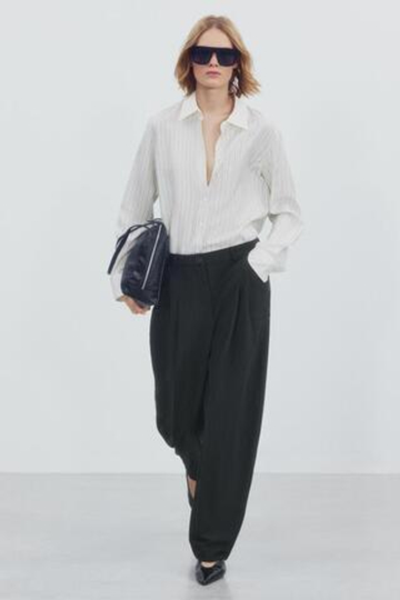 ZARA БРЮКИ BARREL В ТОНКУЮ ПОЛОСКУ — ZW COLLECTION, ПОЛОСКИ
