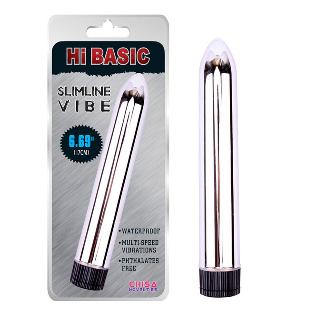Вибратор Hi-Basic Slimline Vibe (Цвет: серебряный, черный)
