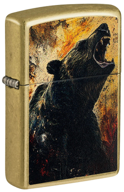 Зажигалка Zippo Grizzly Roar, латунь, золотистая, 38x13x57 мм