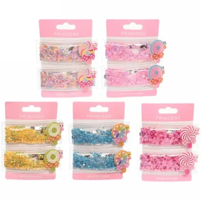Зажимы для волос детские 2шт «Confetti», вкусняшки, микс 6 цветов, 7*2см