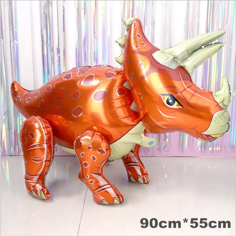 К Шар (36''/91 см) Ходячая Фигура, Динозавр Трицератопс, Оранжевый 