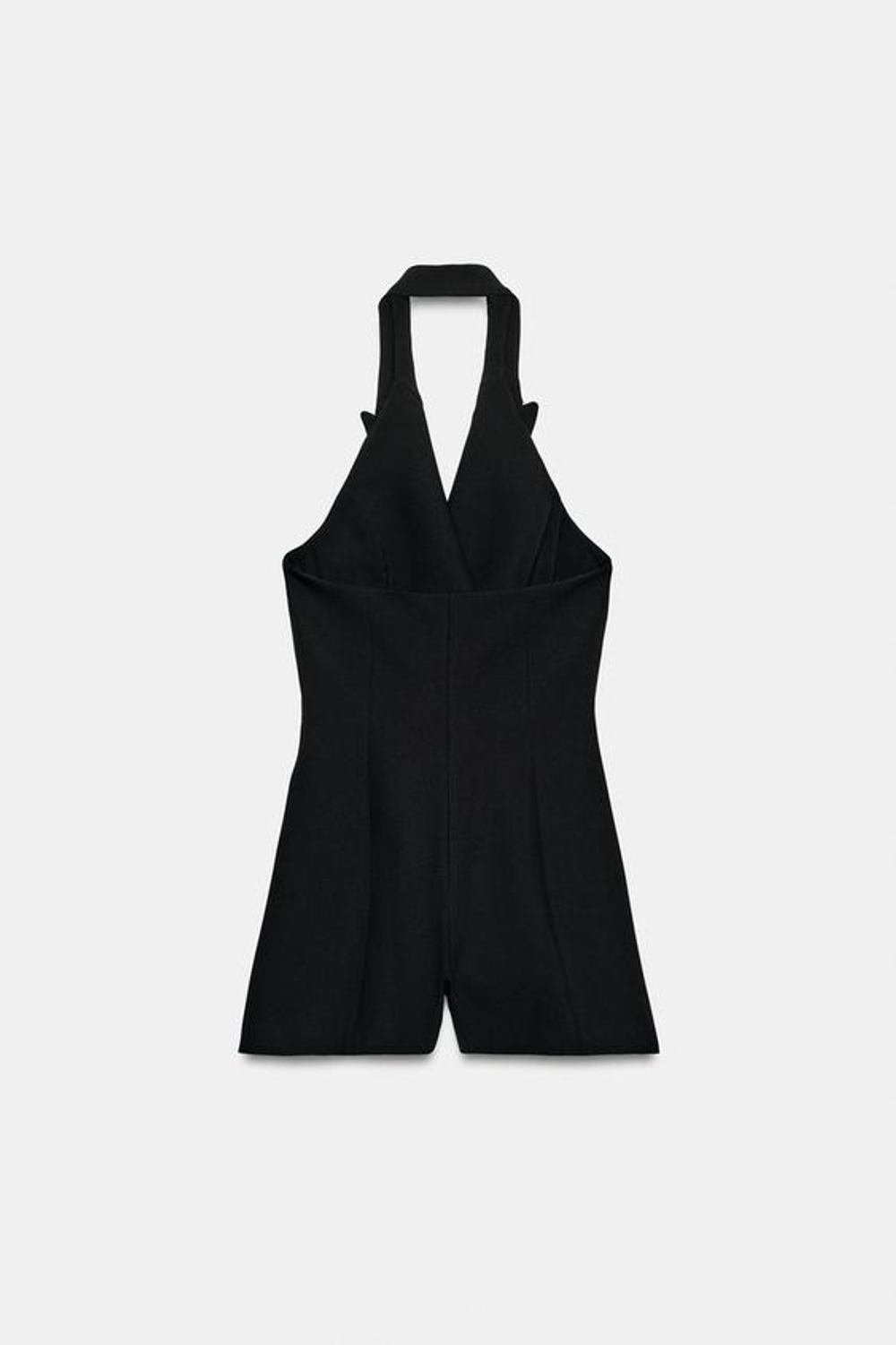 ZARA КОМБИНЕЗОН ХАЛТЕР С ДЕКОРАТИВНЫМИ ЗАСТЕЖКАМИ, ЧЕРНЫЙ