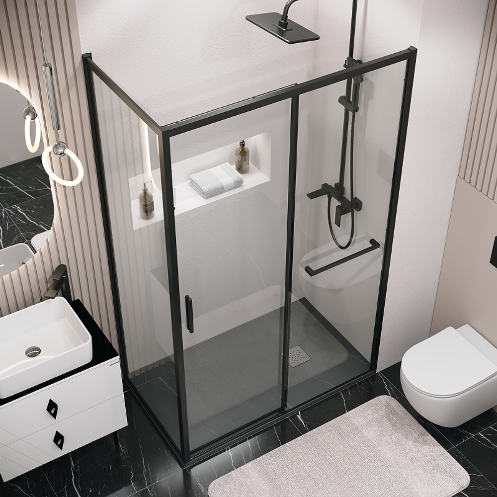 Душевой уголок Grossman Style 110х70 120.K33.05.1170.21.00 профиль Черный матовый стекло прозрачное