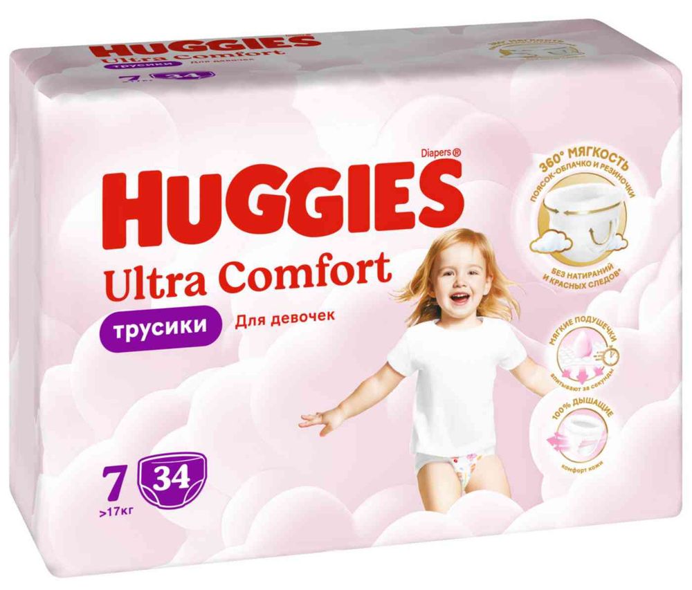 Трусики-подгузники Huggies ДЕВ 7 (> 17 кг) 34 шт