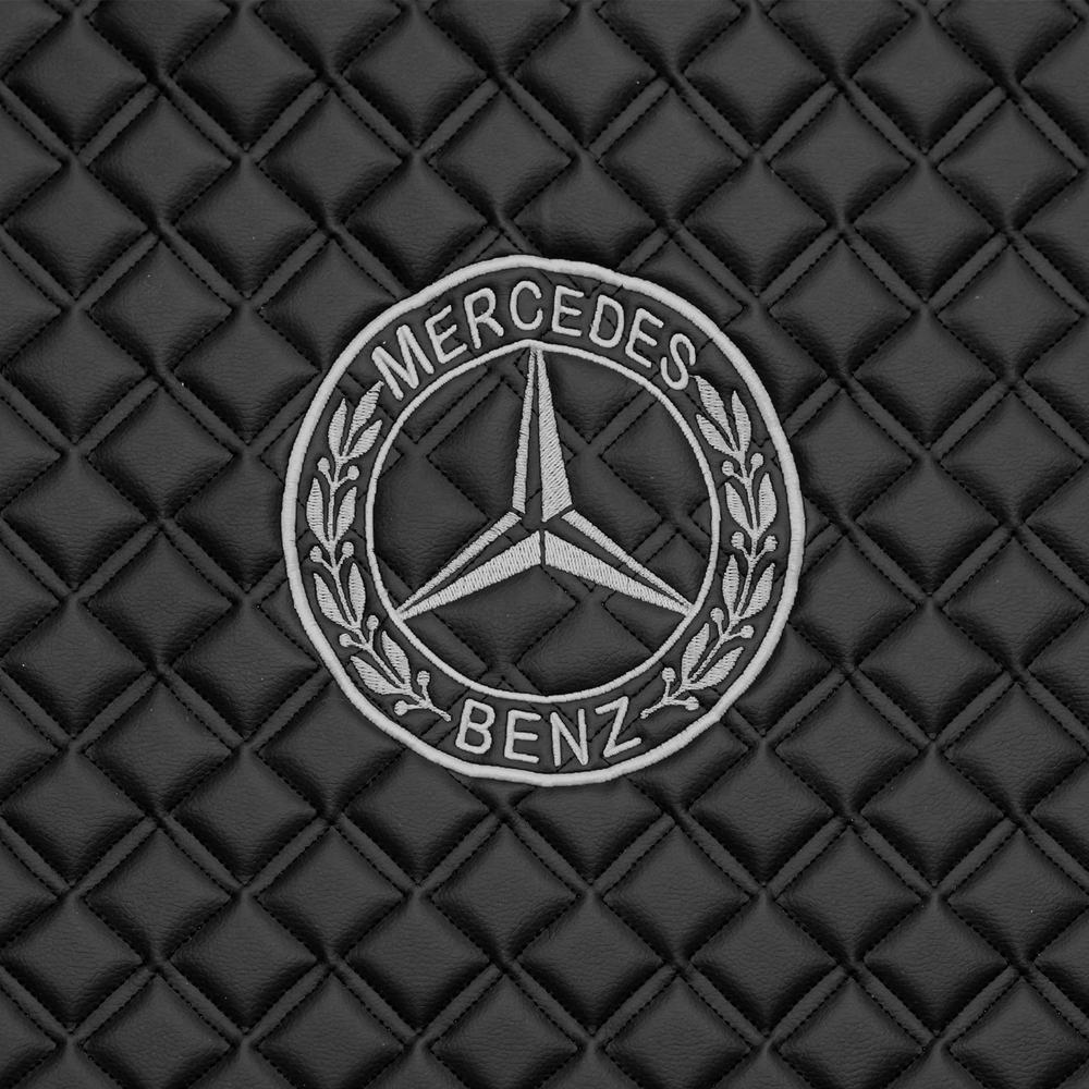 Ковры MERCEDES Actros MP3 (автомат) с шахтой (экокожа, черный, серый кант, серая вышивка)