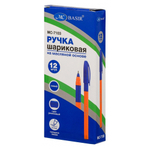 Ручка шариковая, масляная, Basir, синие чернила, серия "Classic oil", оранжевый корпус, 12 шт