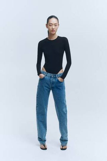 H&M X WARDROBE.NYC Прозрачный боди с длинными рукавами, черный