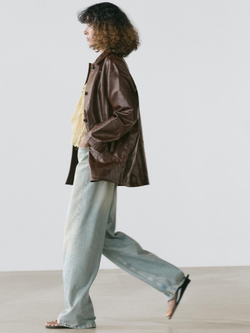 Massimo Dutti Куртка из кожи наппа, коричневый