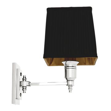Eichholtz Wall Lamp Lexington Single, Nickel Finish (pleated black shade)