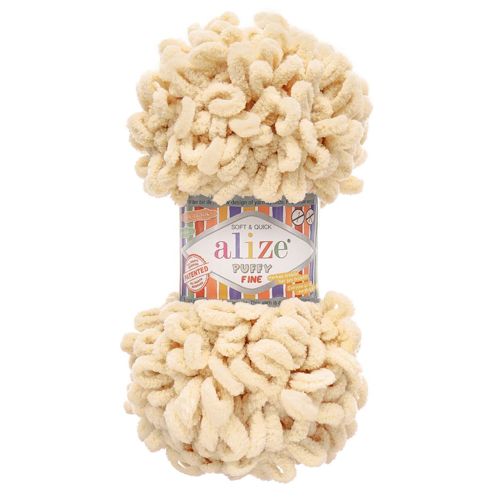 Пряжа Alize (Ализе) Puffy Fine / уп.5 мот. по 100 г, 14м, 310 шампань A