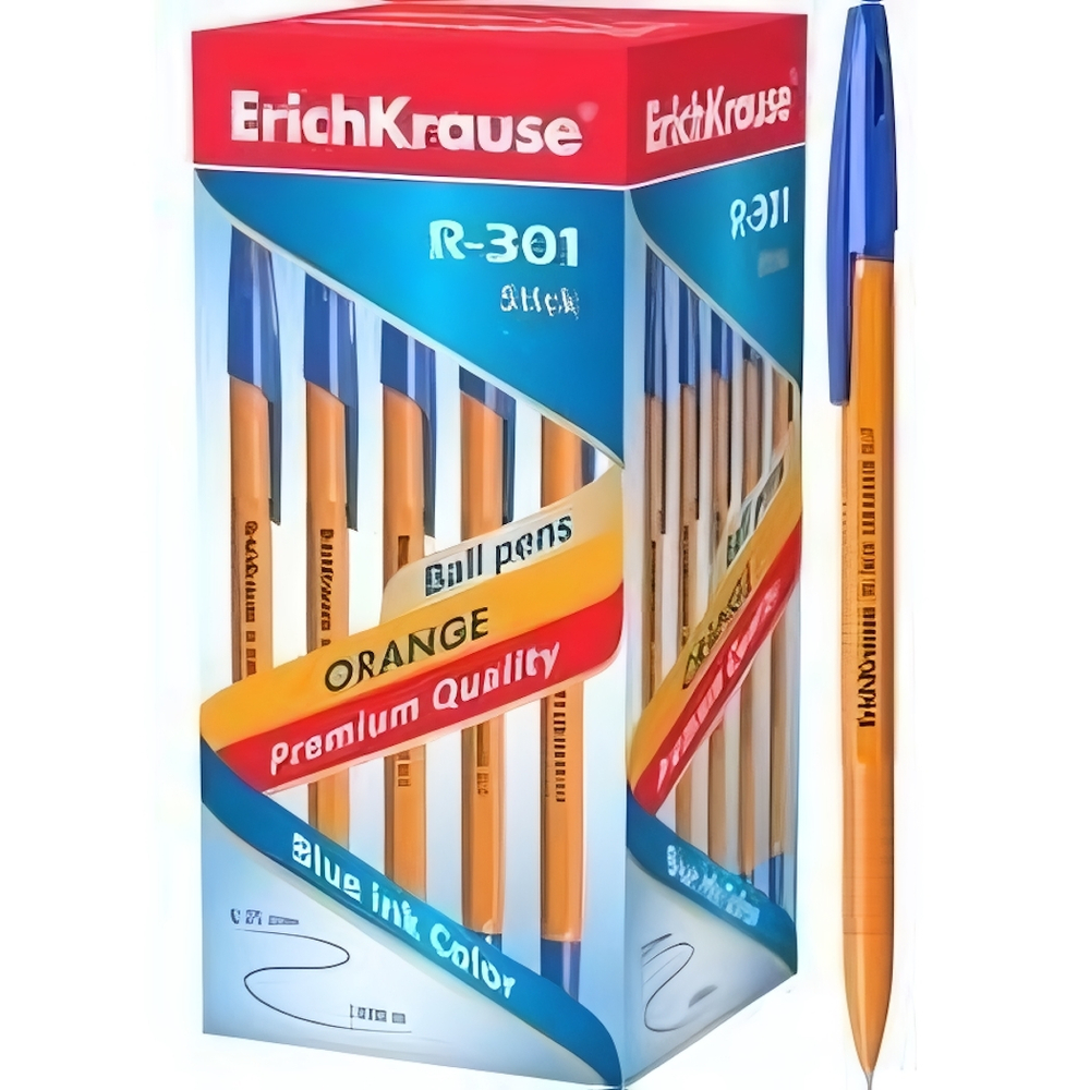Ручка шариковая 0,7мм, синяя "R-301 Orange Stick" (Erich Krause)