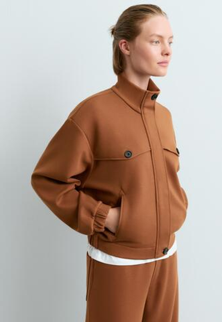 Oysho Короткая куртка с высоким воротником, коньячный