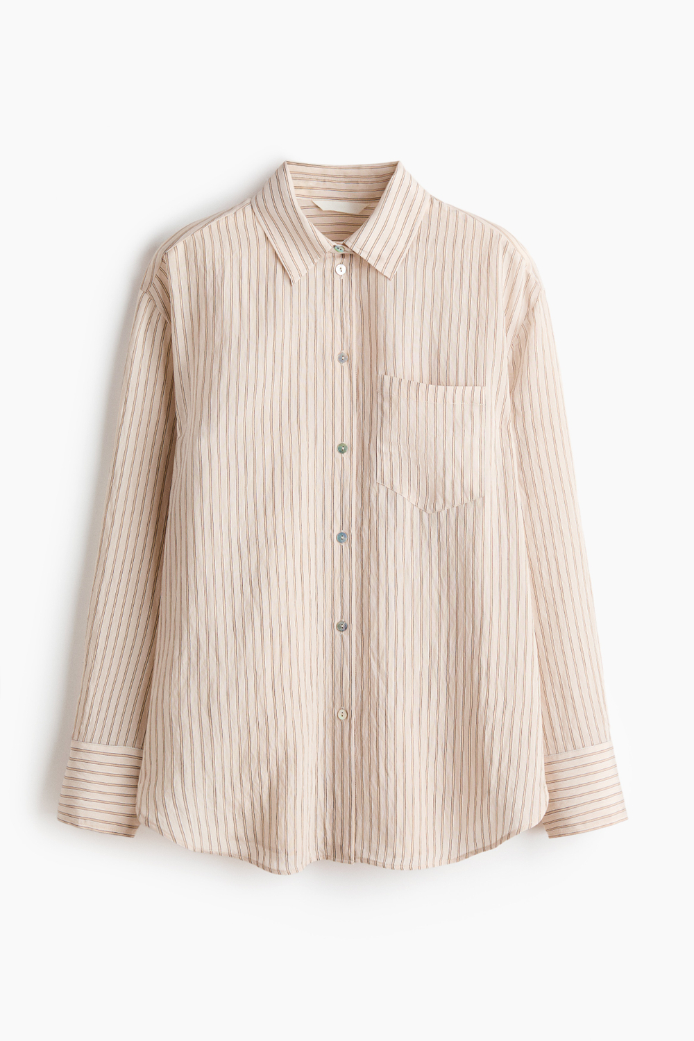 Рубашка оверсайз — Светло-бежевый/в полоску - H&M