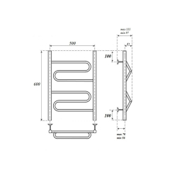 Полотенцесушитель водяной Point Юпитер PN01156 П2 500x600, хром схема