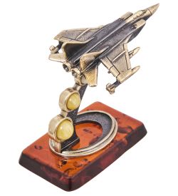 Народные промыслы AM-4097 Фигурка «Самолет Истребитель МиГ-31» (латунь, янтарь)