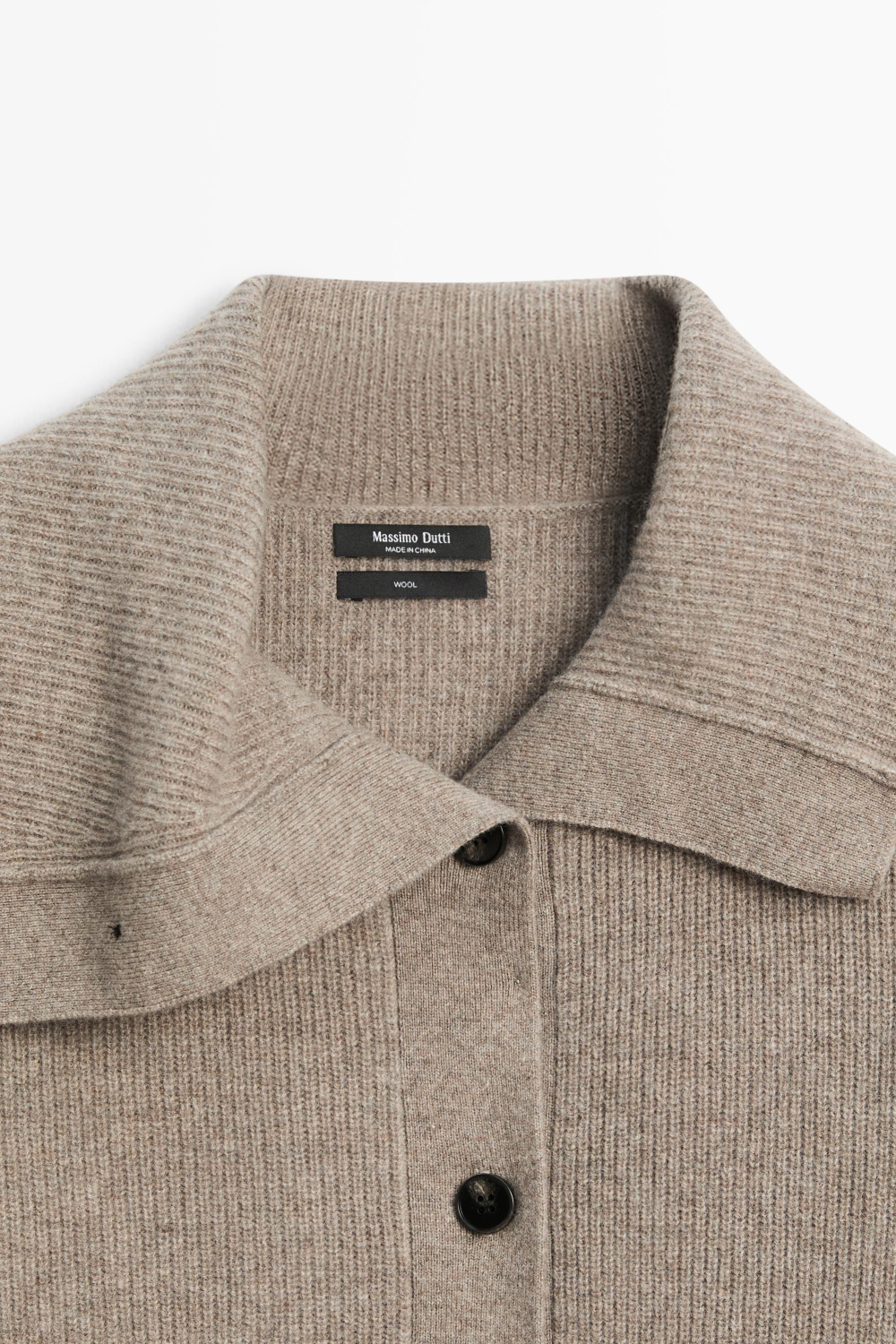 Massimo Dutti Кардиган из двухизнаночного трикотажа с воротником-трубой, кротово-коричневый
