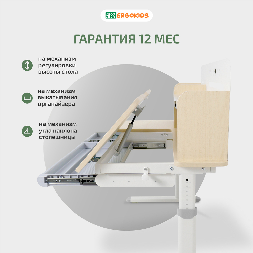 Письменный стол для школьников Ergokids Bravo Max клен