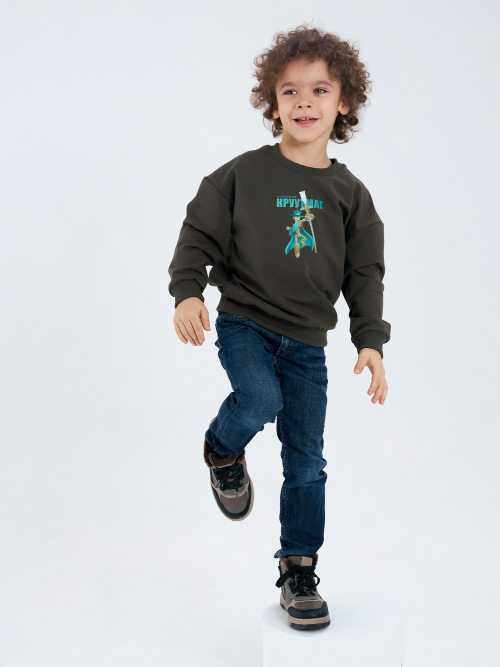 Свитшот детский CROOT Basic Oversize для мальчика, темно-зеленый, хлопок