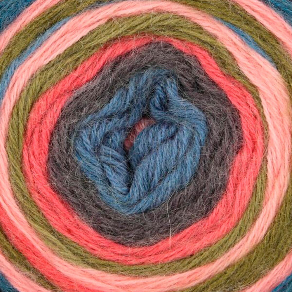 Пряжа "Mohair Dream" 00089 Зеленый/коричневый/красный/розовый/синий