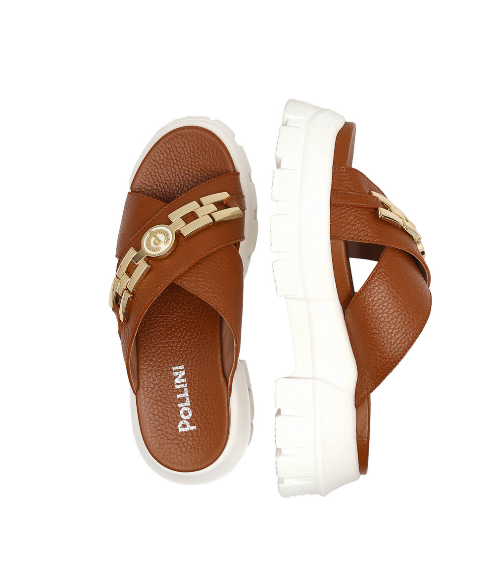 Кожаные шлепанцы Pollini - коричневый(SA28066G1GTD0)