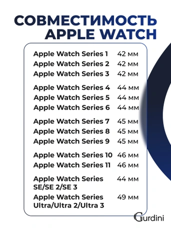 Ремешок Gurdini Sport Band (силиконовый) Apple Watch 42mm/44mm (S/M-M/L) Midnight Blue