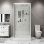 Душевая кабина Niagara Standart ST80/15Q (80х80х215) квадрат,поддон 15см,распашная,проф.белый,3 места