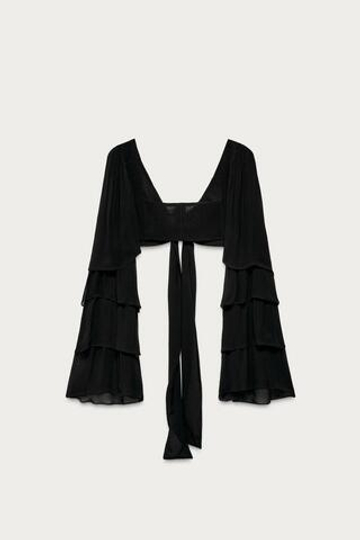 ZARA X MARISA BERENSON ТОП С ВОЛАНАМИ, ЧЕРНЫЙ