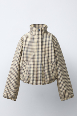 ZARA БОМБЕР В КЛЕТКУ, ЭКРЮ/ЧЕРНЫЙ