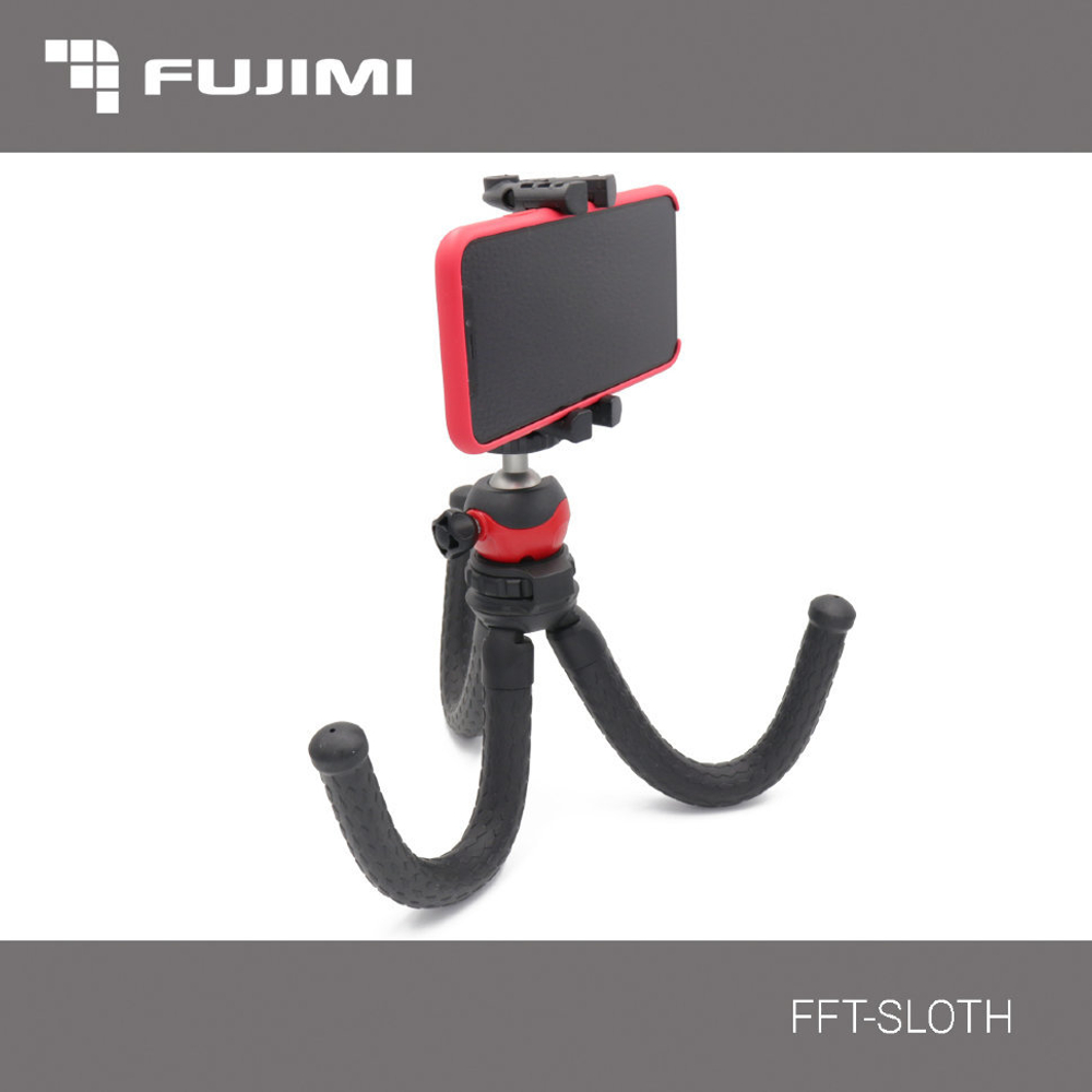 Гибкий штатив Fujimi FFT-SLOTH со складным держателем смартфона и адаптером для GoPro камер
