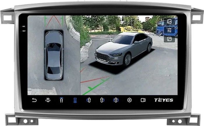 Магнитола для Toyota Land Cruiser 100, Lexus LX470 2002-2007 (экран климата снизу) - Teyes CC3-2K-360 на Android 10, Быстрая, 2K QLED, CarPlay, 4G SIM-слот, 4 камеры в комплекте