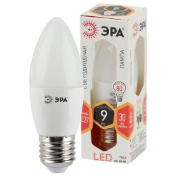 Лампа светодиодная ЭРА STD LED B35-9W-827-E27 9Вт свеча теплый белый свет Е27 | Лампы cветодиодные Свеча (B/C)