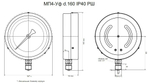 Манометр МП4-Уф 0-4 МПа кт.1,5 d.160 IP40 M20*1,5 РШ