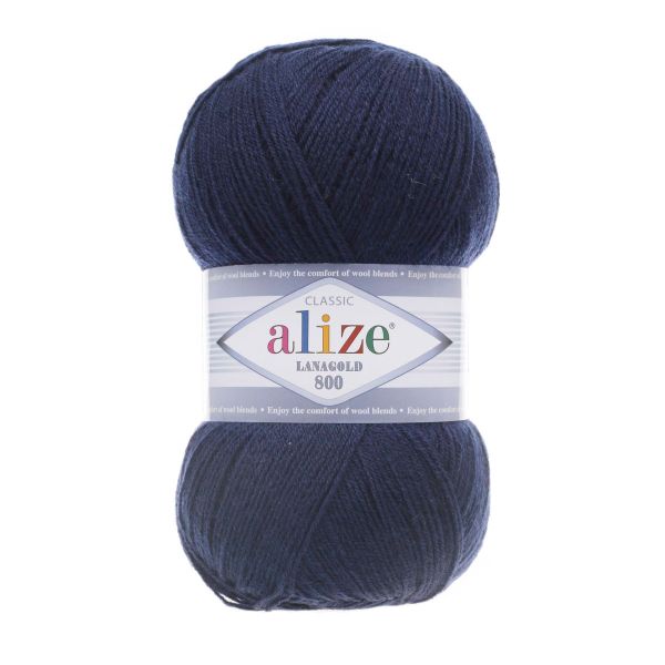 Пряжа Alize (Ализе) Lana Gold 800 / уп.5 мот. по 100 г, 800м, 058 темно-синий A