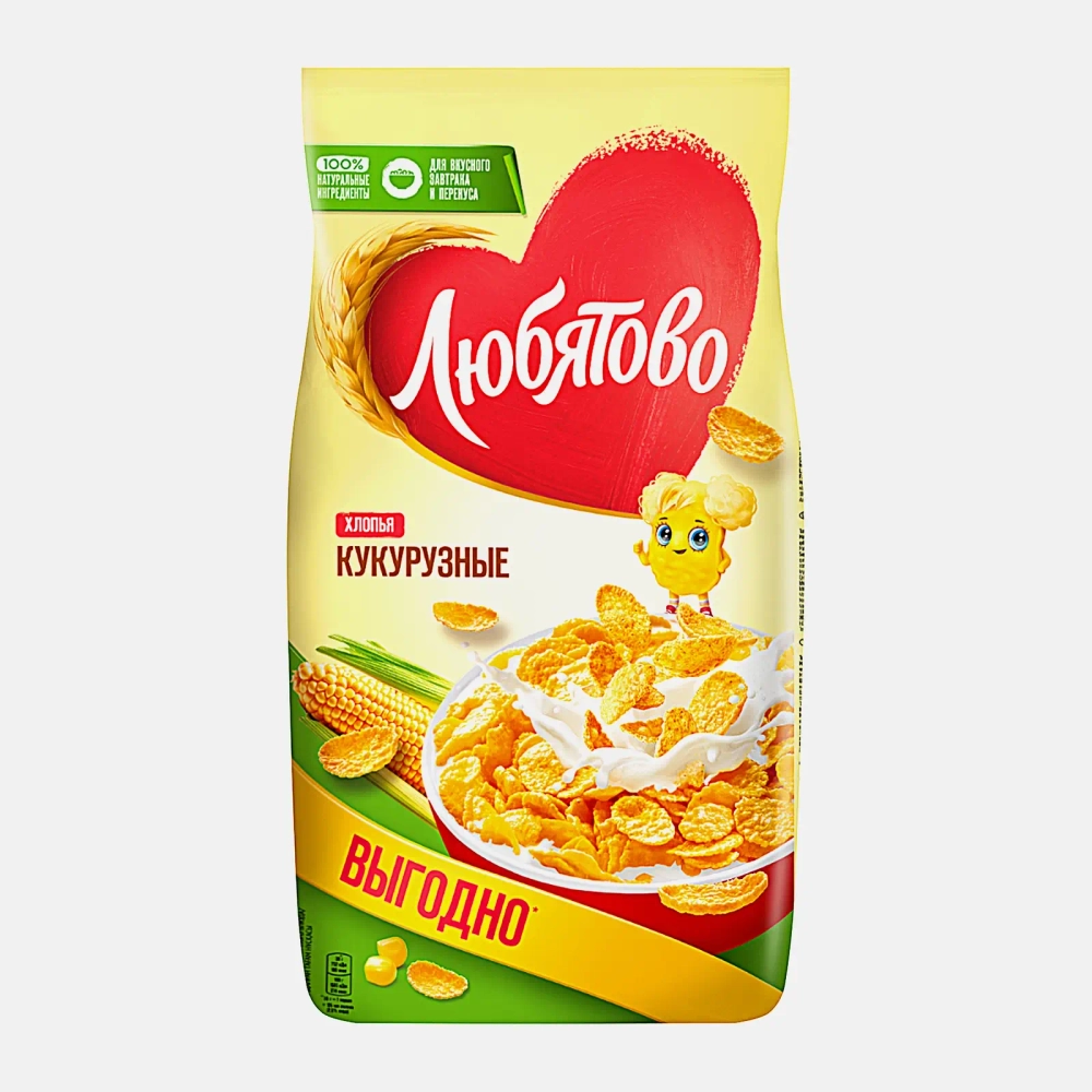 Хлопья Любятово кукурузные 600г
