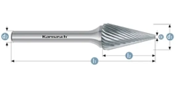 Борфреза твердосплавная Karnasch форма B, 6х18х6х50 мм, насечка HP-6, без покрытия, арт. 11.3014-050
