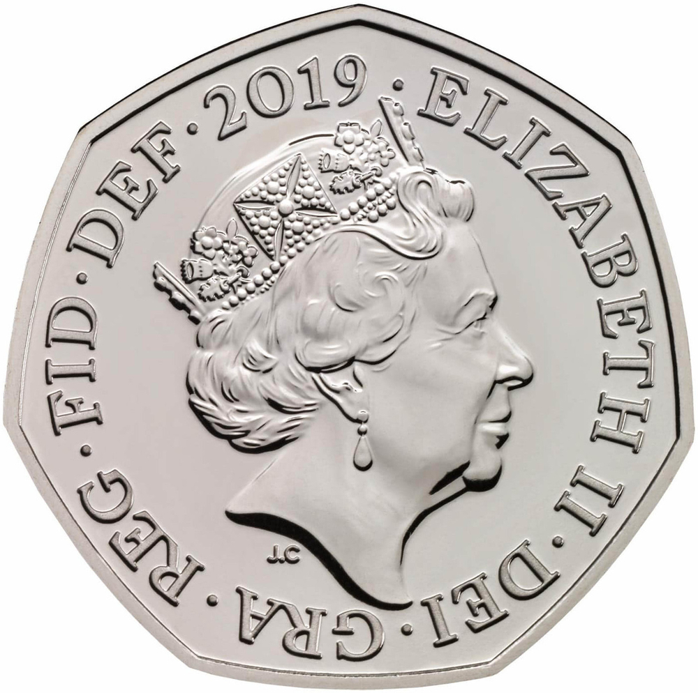 50 пенсов. Королевский щит. Великобритания. 2019 г. UNC