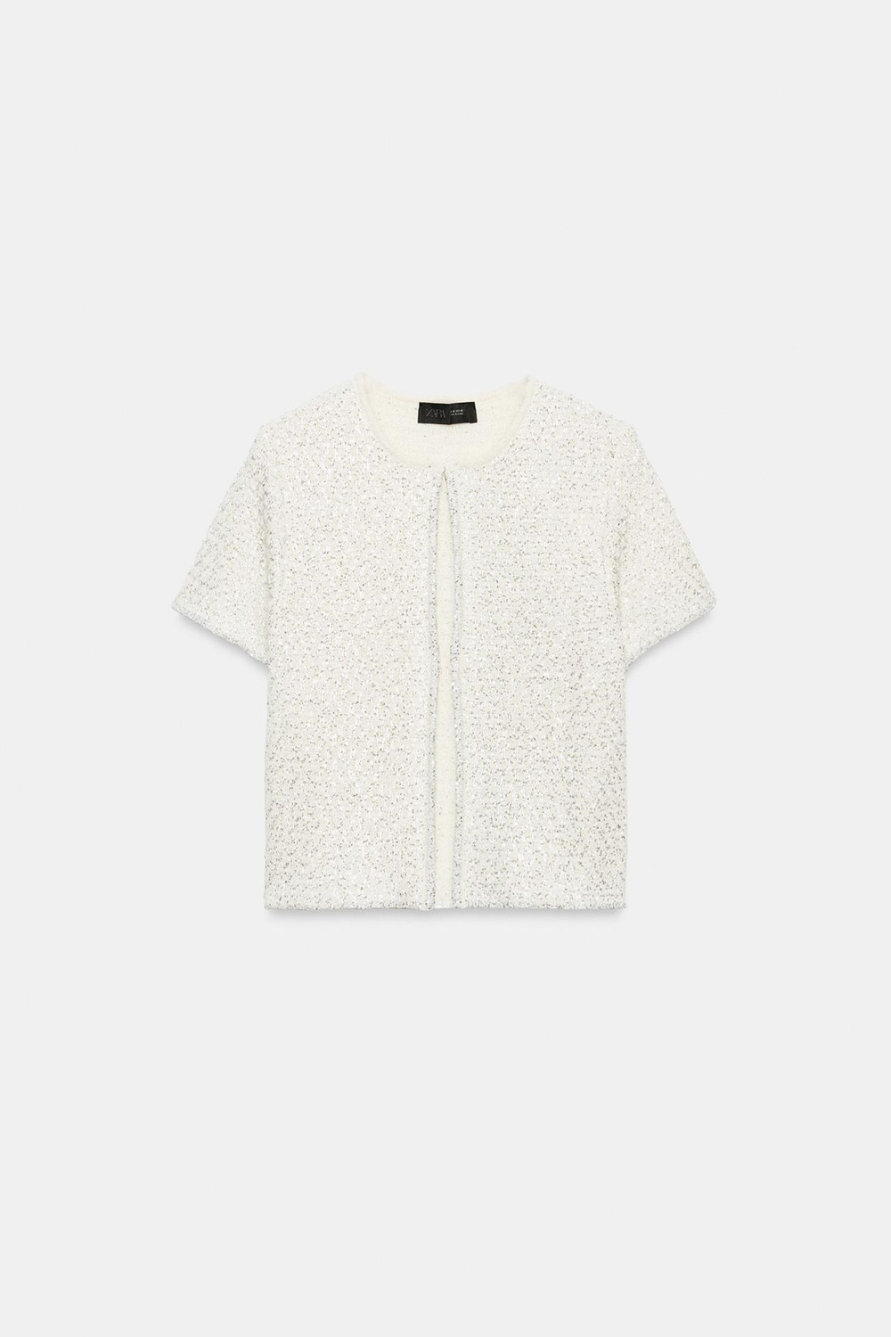 ZARA КАРДИГАН С ПАЙЕТКАМИ И БЛЕСТЯЩЕЙ НИТЬЮ, ЭКРЮ