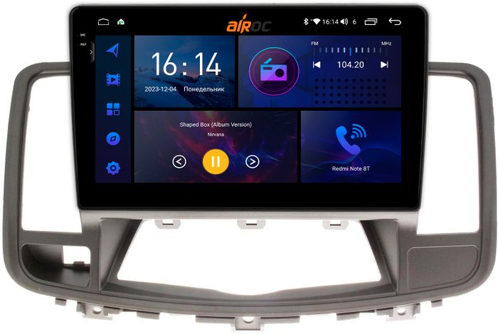 Магнитола для Nissan Teana 2008-2013 (монохром экран) - AIROC 2K RI-1205 Android 12, Быстрая, QLed+2K, CarPlay, SIM-слот