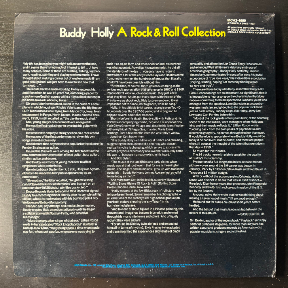 Buddy Holly ‎– A Rock & Roll Collection 2LP (США 1980г.)
