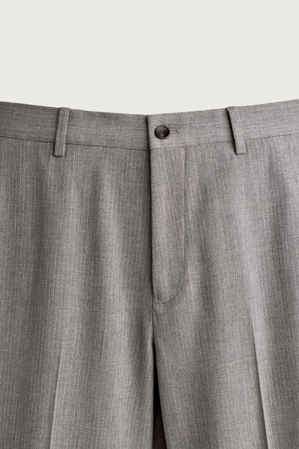 ZARA КОСТЮМНЫЕ БРЮКИ КЛАССИЧЕСКОГО КРОЯ В ПОЛОСКУ, СЕРЫЙ МЕЛАНЖ