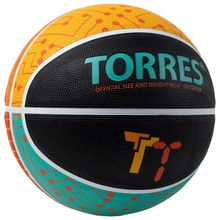 Мяч баскетбольный TORRES TT, р.7, резина, нейлон. корд, бут. кам., черный-мультиколор