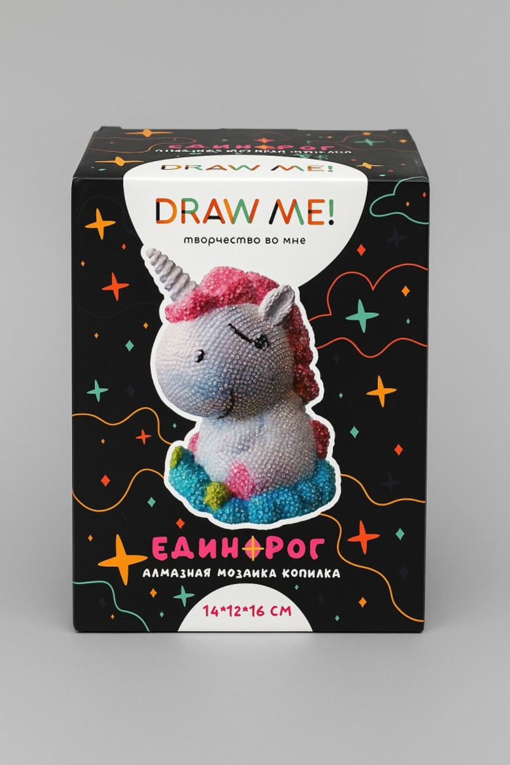 Алмазная мозаика на копилке Draw Me! "Единорог", (14*12*16 см)