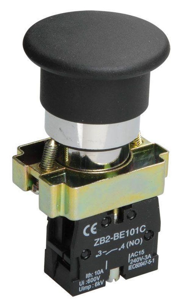 Кнопка управления "Грибок" LAY5-BC21 1з черн. IEK BBG70-BC-K02
