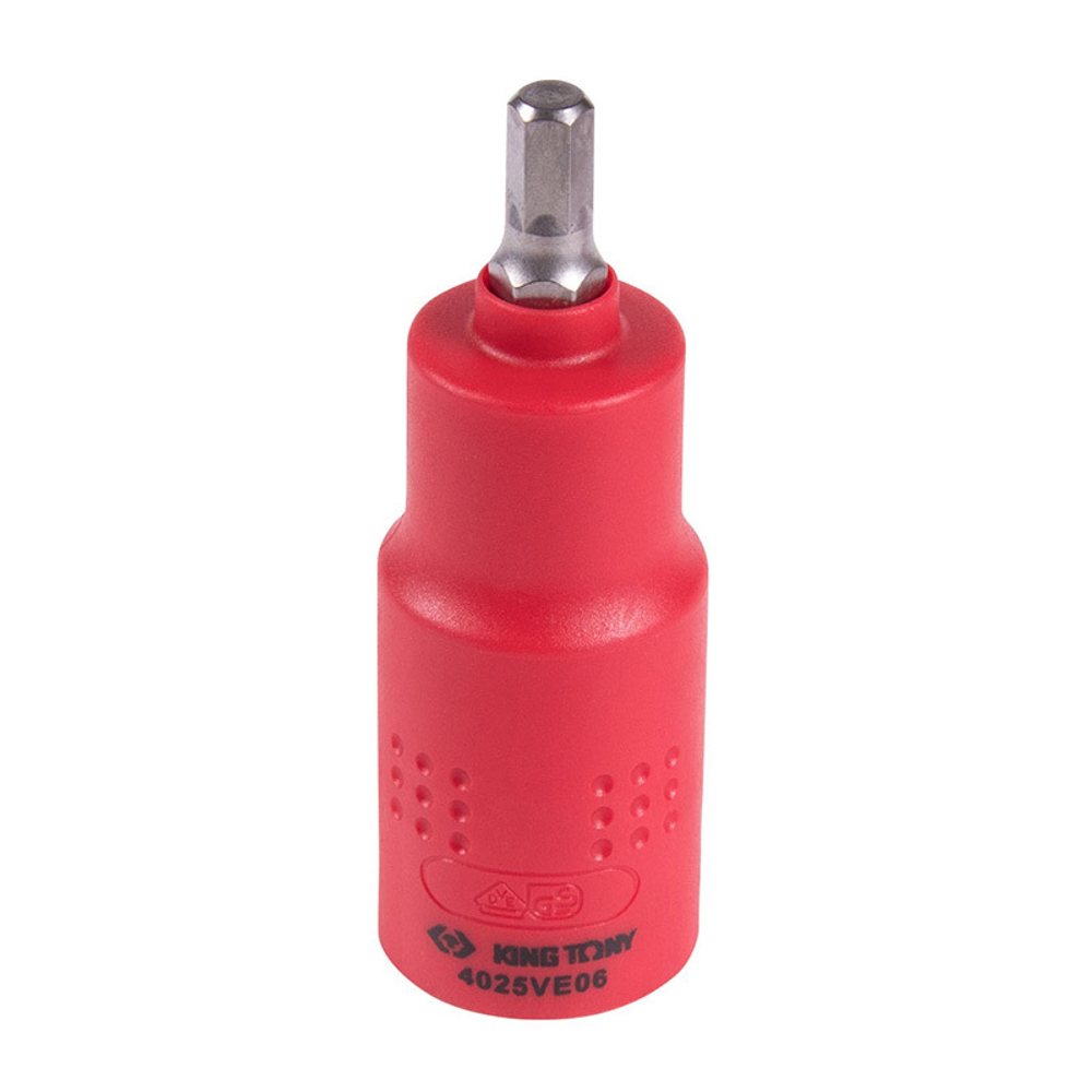 KING TONY (4025VE06) Насадка (бита) торцевая диэлектрическая 1/2", HEX, 6 мм, L = 75 мм