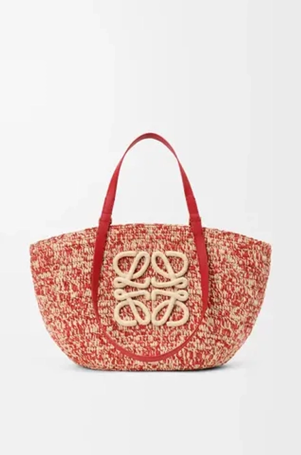 Loewe Средняя сумка-корзина Eclipse из рафии и телячьей кожи, красный